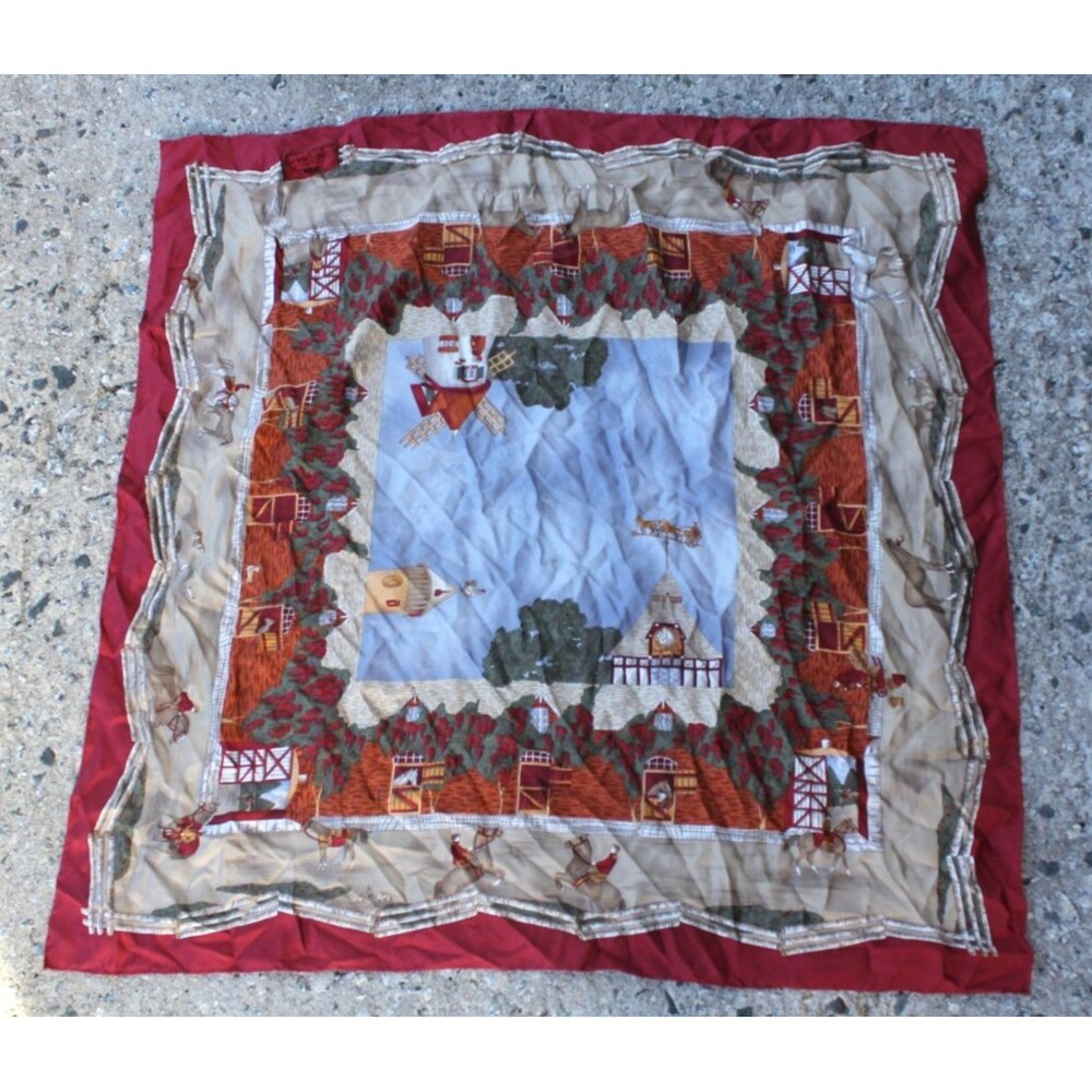 Longchamp Paris Vintage Silk Scarf Equestrian Horse Riding 33" Square Italy